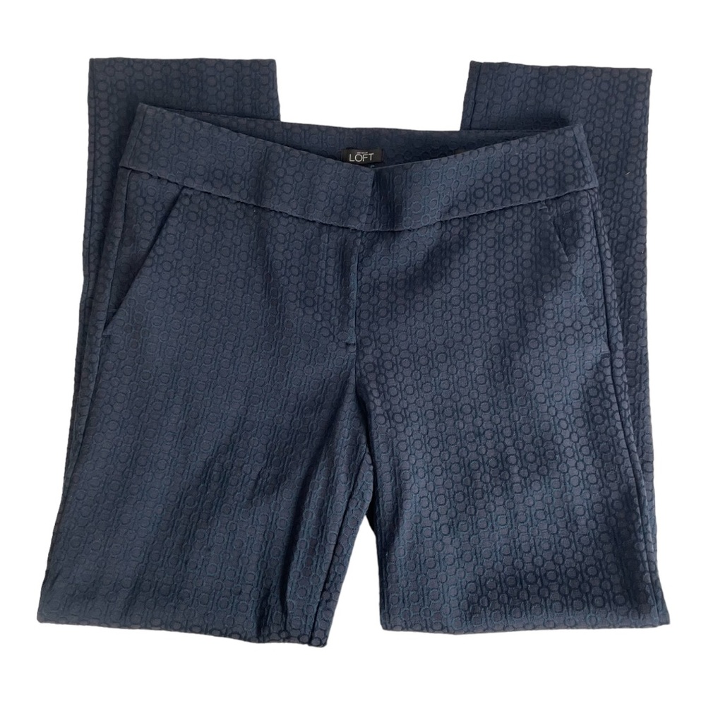 LOFT Marisa Dress Pants Navy‎ Brocade Size 4 Office Siren Corpcore